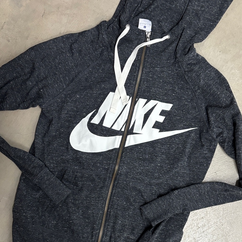 Nike Charcoal Gray Hoodie with White Logo